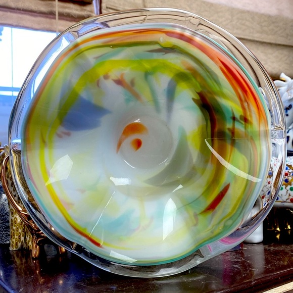 Vintage Italy Murano Style Beautiful Hand Made Glass Bowl - Picture 8 of 12
